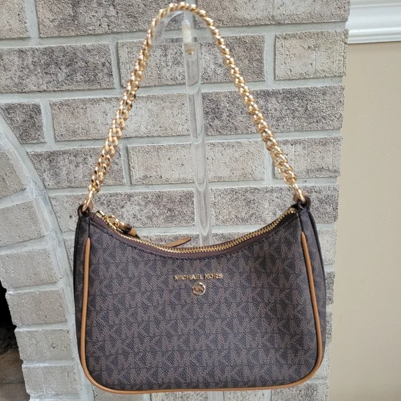 NWOT Michael Kors Monogram Jet Set Charm Small Logo Pochette - Picture 4 of 10